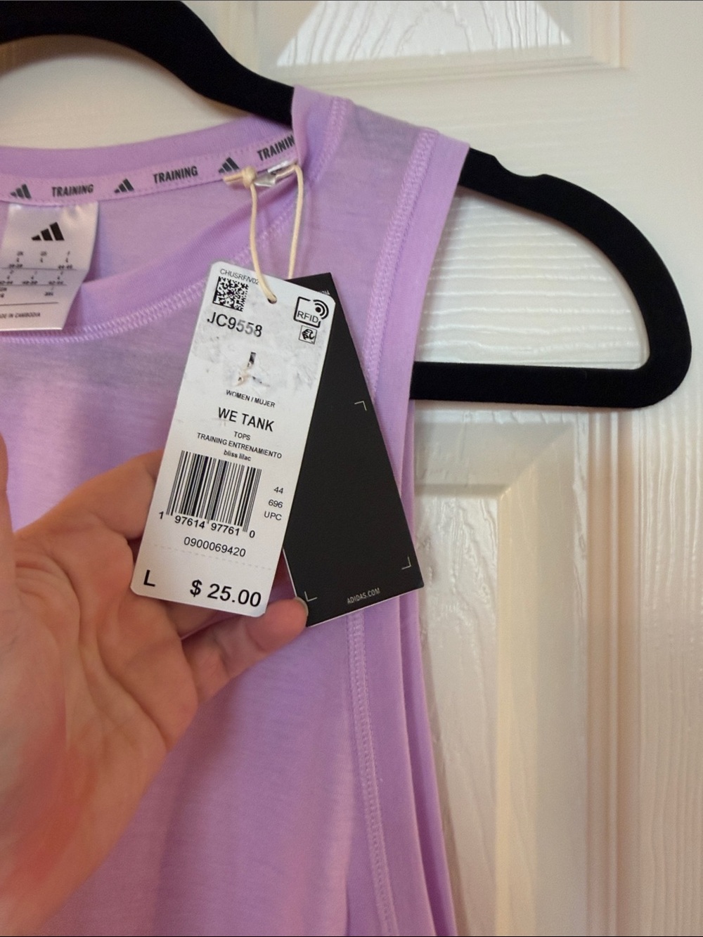Adidas Cropped Training Essentials Boxy Workout Tank Top | Lilac Bliss - Picture 14 of 14